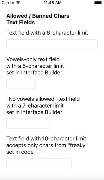 allowed - banned chars app screenshot